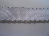 Zweigart 1" Aida Band White with Silver Scalloped Edge