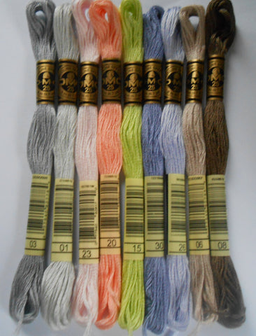 DMC six stranded threads Pack of 9 EXACT MATCH