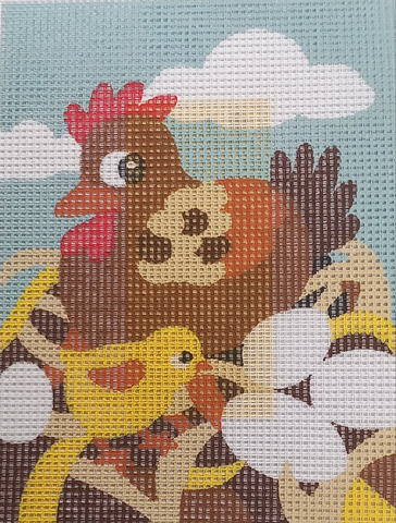 Anchor Hen and Chick Printed Tapestry Canvas only